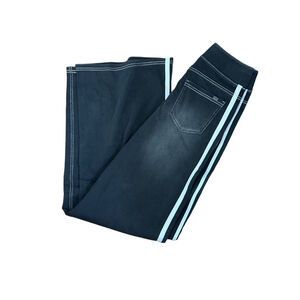 Halara Flex™ High Waisted Stripe Wide Leg Flowy Washed Casual Jeans Black XL